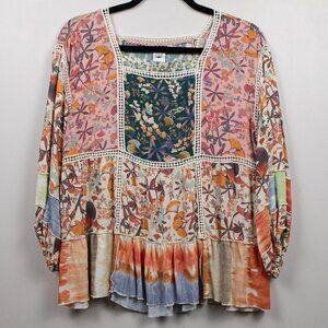 John Mark mixed media peasant top-S